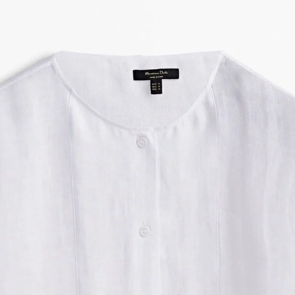 NWT. Massimo Dutti White 100% Linen Shirt with Wide Sleeves. Size XS. - Picture 7 of 11